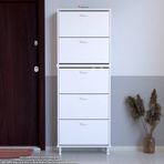 Modilayn Varbi Umay' 2 Li Kapı Önü 72 X193X 25, 5 Cm’ Lik 5 Düşer Kapak 10 Göz Raflı Ayakkabılık - Beyaz
