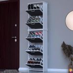 Modilayn Verve Antre 52X194X26 Cm’ Lik 5 Düşer Kapak 10 Göz Bölmeli Ayakkabılık - Antrasit - Beyaz