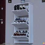Modilayn West Asma Antre 52x116x 26 Cm Lik 3 Düşer Kapak 6 Göz Bölmeli Ayakkabılık Beyaz
