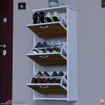 Modilayn West Asma Kapı Önü 52X116X26 Cm’lik 3 Düşer Kapak 6 Göz Bölmeli Ayakkabılık - Beyaz Meşe