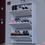 Modilayn West Asma Kapı Önü 72x116x26 Cm Lik 3 Düşer Kapak 6 Göz Bölmeli Ayakkabılık Beyaz