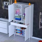 Modilayn Yeni Afra 100 X 173 X 32,5 Cm 1 Çekmece 4 Kapak 5 Raf 8 Bölme Çok Amaçlı Banyo & Mutfak Dolabı