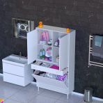 Modilayn Yeni Afra 100X173x32,5 Cm' Lik 1 Çekmece, 3 Göz Sepet, 2 Kapak, 4 Raf Dar Alan Banyo Dolabı