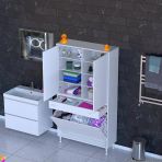 Modilayn Yeni Afra 100X173x32,5 Cm' Lik 1 Çekmece, 3 Göz Sepet, 2 Kapak, 8 Raf Dar Alan Banyo Dolabı