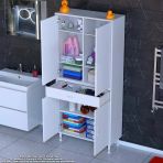 Modilayn Yeni Afra 80 X 173 X 32,5 Cm 1 Çekmece 4 Kapak 5 Raf 8 Bölme Çok Amaçlı Banyo & Mutfak Dolabı
