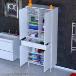 Modilayn Yeni Afra 80 X 173 X 32,5 Cm 1 Çekmece 4 Kapak 7 Raf 10 Bölme Çok Amaçlı Banyo & Mutfak Dolabı