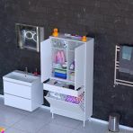 Modilayn Yeni Afra 85X173x32,5 Cm' Lik 1 Çekmece, 2 Göz Sepet, 2 Kapak, 6 Raf Dar Alan Banyo Dolabı