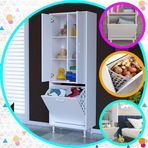 Modilayn Yeni Inci 57X165 Cm Uc Kapakli Cok Amacli Kirli Camasir Sepetli Banyo Dolabi