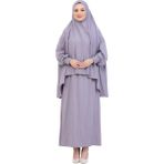 Modish Group Iki Parça Namaz Elbisesi – Uzun Pamuklu Tesettür Giyim Abaya & Başörtüsü Set - Gri