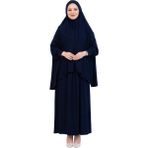Modish Group Iki Parça Namaz Elbisesi – Uzun Pamuklu Tesettür Giyim Abaya & Başörtüsü Set - Lacivert