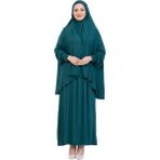Modish Group Iki Parça Namaz Elbisesi – Uzun Pamuklu Tesettür Giyim Abaya & Başörtüsü Set - Zümrüt
