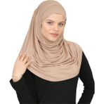 Modish Group Iki Parça Şal Hazır Eşarp Hazır Giyim Boyunluklu Başörtüsü - Standart - Koyu Vizon