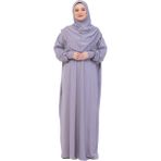 Modish Group Tek Parça Namaz Elbisesi Seti, Viskon Yumuşak Tesettür Abaya, Rahat Hazır Şal Başörtüsü Takım - Gri
