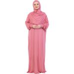 Modish Group Tek Parça Namaz Elbisesi Seti, Viskon Yumuşak Tesettür Abaya, Rahat Hazır Şal Başörtüsü Takım - Gül Kurusu
