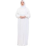 Modish Group Tek Parça Namaz Elbisesi Seti, Viskon Yumuşak Tesettür Abaya, Rahat Hazır Şal Başörtüsü Takım - Krem