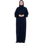 Modish Group Tek Parça Namaz Elbisesi Seti, Viskon Yumuşak Tesettür Abaya, Rahat Hazır Şal Başörtüsü Takım - Lacivert