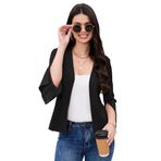 MODIURBAN Kadın Bolero Zarif Örgü Ceket Business OL Boleros Uzun Kollu Açık Ön Blazer Ceket, Siyah, XL
