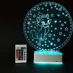 Modiwa Çocuklara Özel 3D Kedi ve Yıldızlar Dekoratif Led Lamba