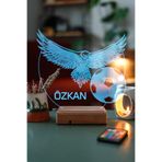Modiwa Design Kişiye Özel Kara Kartal 3d 16 Renk Led Gece Lambası