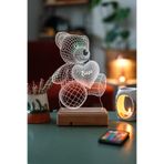 Modiwa Design Sevgiliye Hediye 3d Aşk Ayıcık 16 Renk Dekoratif 16 Renkli Led Lamba