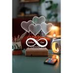 Modiwa Design Sevgiliye Hediye 4 Kalpli & Sonsuzluk Tasarımlı 3d Kumandalı 16 Renk Led Lamba