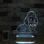 Modiwa Kişiye Özel Kalp ve Köpek 3D 16 Renk Dekoratif Led Lamba
