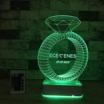 Modiwa Sevgiliye Hediye Tektaş Yüzük 3D 16 Renk Dekoratif Led Lamba