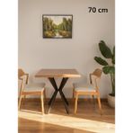 Modülare Mutfak Cafe Balkon Bahçe Restoran Yemek Masası 70X70 ve 80X80 Metal Ayak - Atlantik Çam - 70 x 70