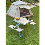 Modulbox Katlanabilir, Alüminyum 67x85, Kendinden 4 Tabureli, Kamp Masa Takimi, Piknik Masa Takimi AÇIK YEŞİL