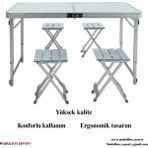 MODULBOX KATLANABİLİR, AYARLANABİLİR ALÜMİNYUM 60X120, 4 TABURE, KAMP MASA TAKIMI, PİKNİK MASA TAKIMI
