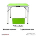 Modulbox MODULBOX KATLANABİLİR KAMP MASASI, ALÜMİNYUM, 80X80 ÖLÇÜ, PİKNİK MASASI, YEŞİL FOSFORLU YEŞİL