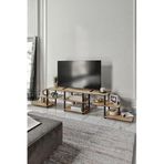 Modüler Dekoratif TV Sehpası – Çok Katlı Raflı Modern TV Ünitesi – MDF Gövdeli Çok Amaçlı Depolama ve Sergileme Alanı – Siyah (Meşe)