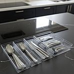 Modüler Organizer Set Mutfak Çekmece İçi Düzenleyici Çatal Kaşık Bıçak Organizeri Kristal (6'lı Set)