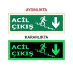 Modülerteknik Fotolümen Levha Acil Çıkış Merdiven 15x30 cm Uyarı Levhası