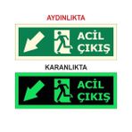 Modülerteknik Fotolümen Levha Acil Çıkış Sol Aşağı 15x30 cm Uyarı Levhası