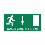 Modülerteknik Yangın Çıkışı Fire Exit Aşağı 10x25 cm Uyarı Levhası