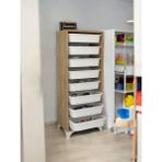 Modüleva 8 Çekmeceli Çok Amaçlı Sepetli Dolap / Oyuncak Kutusu / Organizer - Beyaz - Çam