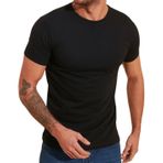 Mody Bisiklet Yaka Erkek% 100 Pamuklu Likralı Düz Tişört (Siyah, 2XL)