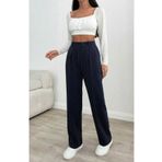 MOE BAG Kadın Lacivert Çizgili Fit Palazzo Kot Pantolon