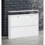 Moemi Metal Ayakkabılık Tablalı (2 +2) 4'lü Metal Ayakkabılık - Kilitli -Beyaz - 010 - Beyaz