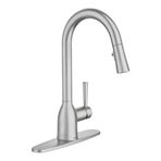 Moen Adler 87233SRS Spot Dirençli Paslanmaz Çinko Aşağı Çekmeli Mutfak Bataryası Güç Temizleme, Düğme ve Geri Çekilebilir Çubuk, ADA Uyumlu, Klasik Stil, Modaya Uygun, Uzun Ömürlü