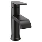 Moen Genta LX Mat Siyah Tek Saplı Tek Delikli Modern Banyo Lavabo Bataryası, Opsiyonel Döşeme Levhası ile, 6702BL