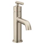 Moen Gibson Fırçalanmış Nikel Tek Saplı Tek Delikli Modern Banyo Lavabo Bataryası Opsiyonel Döşeme Levhası ile, 6145BN