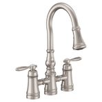 Moen S73204SRS Weymouth İki Saplı Açılır Köprü Mutfak Bataryası, Spot Dirençli Paslanmaz