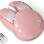 Mofii Wireless Mouse Renkli Tavşan Tasarım Kablosuz Sessiz Bilgisayar Notebook Laptop için Fare USB Nano Receiver Mouse Tak Çalıştır 9.2cm x 6cm (Pembe)