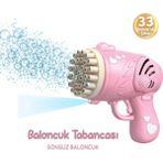 Mofy Baby 33 Kanal Işıklı Pilli Baloncuk Makinesi Köpük Tabancası Bubble Gun Machine - Pembe