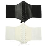 mohito 2 adet kemer korse kadın geniş bağcıklı kemer kadınlar için korse kemer elastik elbiseler, partiler için uygundur 70 cm-85 cm arasında bel çevresi için uygundur, siyah+beyaz, 70cmx12cm