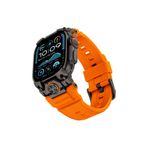 Mohseven iWatch Ultra 49mm ile Uyumlu Armor Silikon Kordon Siyah-Turuncu