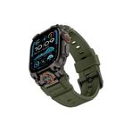 Mohseven iWatch Ultra 49mm ile Uyumlu Armor Silikon Kordon Siyah-Yeşil