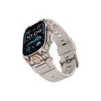 Mohseven iWatch Ultra 49mm ile Uyumlu Armor Silikon Kordon Titanyum-Beyaz